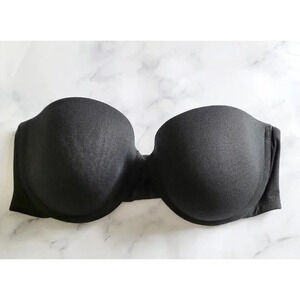 Wacoal Black Strapless Push Up Underwire 55434 Molded Padded Plunge Bra 36C